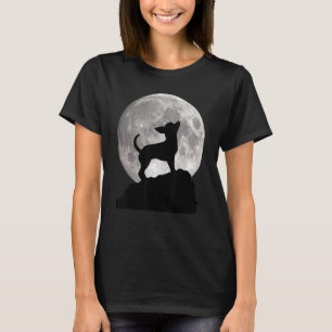 Chihuahua Silhouette Howling In Front Of Moon T-Shirt