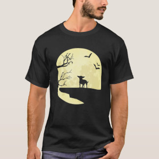 Chihuahua Silhouette In Full Moon Dog Bats And Tre T-Shirt