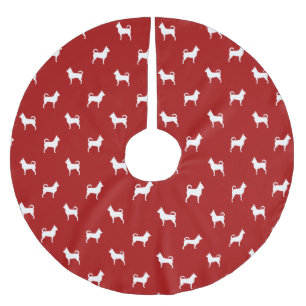 Chihuahua Silhouettes Pattern Brushed Polyester Tree Skirt