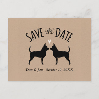 Chihuahua Silhouettes Wedding Save the Date Announcement Postcard