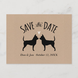 Chihuahua Silhouettes Wedding Save the Date Announcement Postcard