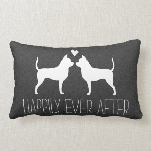 Chihuahua Silhouettes with Heart and Text Lumbar Cushion