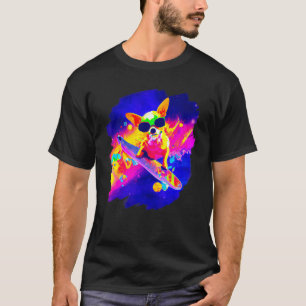 Chihuahua Skateboarding Outer Space Retro Vintage  T-Shirt