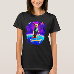 Chihuahua Skateboarding Outer Space Retro Vintage  T-Shirt