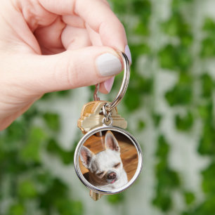 Chihuahua sleepy squint relaxed tongue out Photo Key Ring
