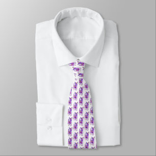 Chihuahua Small Dog Silhouette Purple White Neck Tie