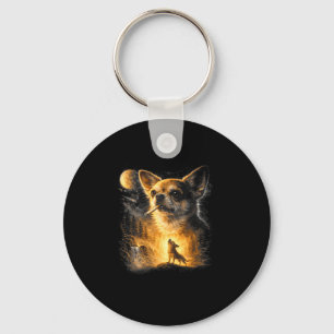 Chihuahua smoking howling to the moon vintage 90s key ring