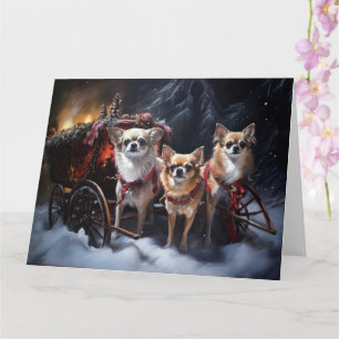 Chihuahua Snowy Sleigh Christmas Decor Card