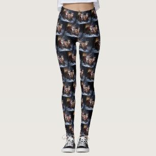Chihuahua Snowy Sleigh Christmas Decor Leggings
