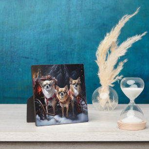 Chihuahua Snowy Sleigh Christmas Decor  Plaque