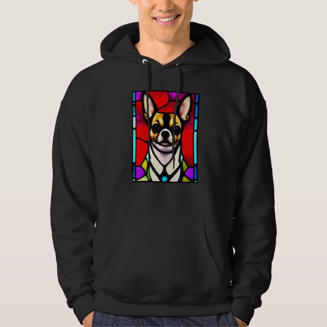 Chihuahua - Stained Glass Pop Art Premium_2 Hoodie (Front)