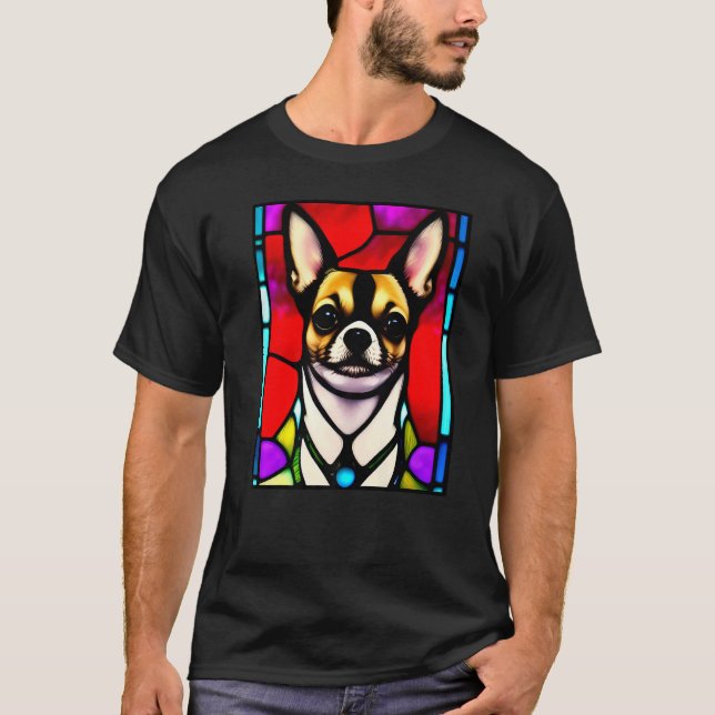 Chihuahua - Stained Glass Pop Art Premium_2 T-Shirt (Front)