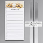 Chihuahua Sunflowers Yellow Dog Watercolor Floral Magnetic Notepad<br><div class="desc">The 'Chihuahua Sunflowers Yellow Dog Watercolor Floral' magnetic notepad is inspired by the joyful, bright nature of Chihuahuas and the vibrant beauty of sunflowers. This design features a cute Chihuahua puppy surrounded by cheerful yellow sunflowers, all rendered in a soft watercolor style that brings a sense of warmth and light...</div>