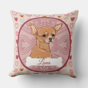 Chihuahua Tan Personalize Valentine Pillow
