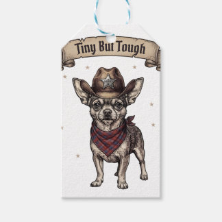 chihuahua, tiny but tough, cowboy dog, western chi gift tags