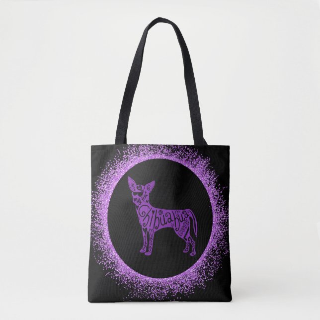"CHIHUAHUA" TOTE IN PURPLE! (Front)