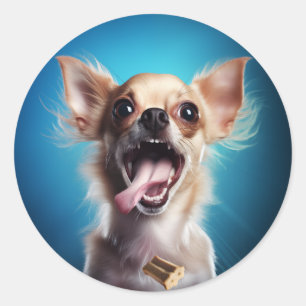 Chihuahua Treat Action Classic Round Sticker