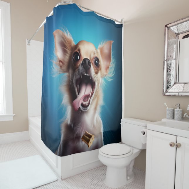Chihuahua Treat Action Shower Curtain (In Situ)