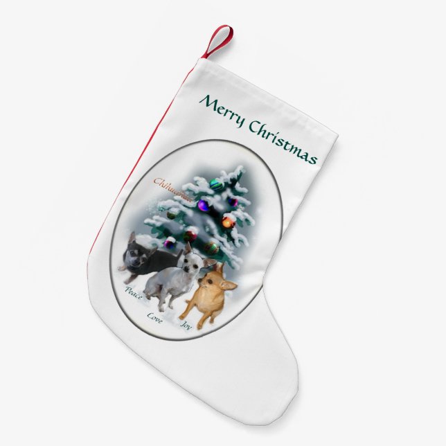 Chihuahua Trio Christmas Small Christmas Stocking (Front (Hanging))