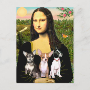 Chihuahua Trio - Mona Lisa Postcard