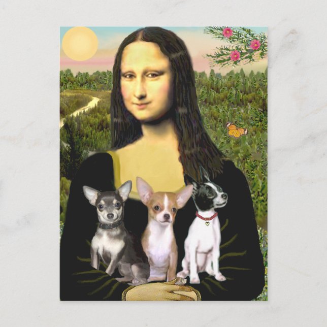 Chihuahua Trio - Mona Lisa Postcard (Front)