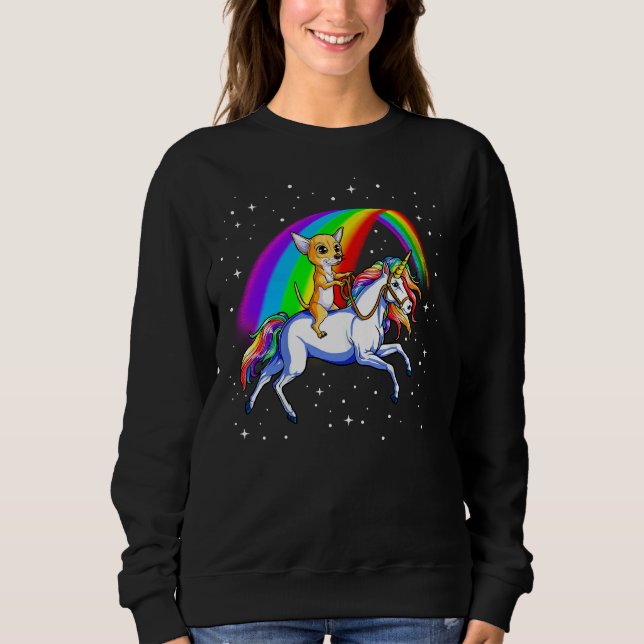 Chihuahua Unicorn Girls Space Galaxy Rainbow Dog T Sweatshirt (Front)