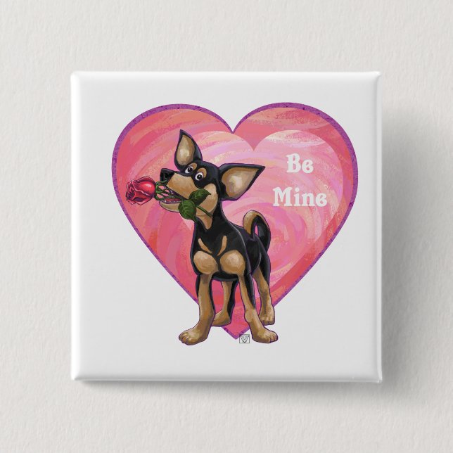 Chihuahua Valentine's Day 15 Cm Square Badge (Front)