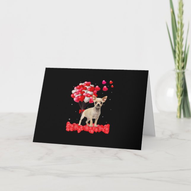 chihuahua valentines day out heart dog lover holiday card (Front)