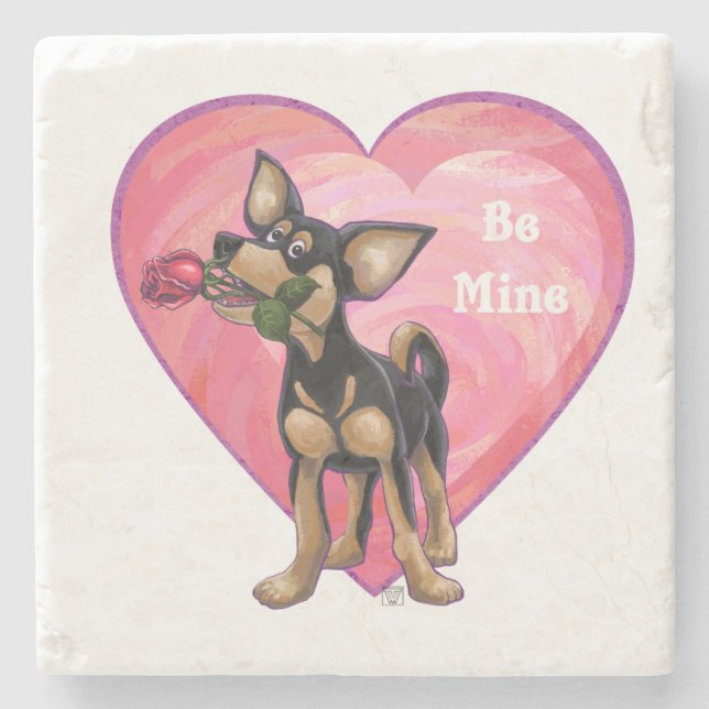 Chihuahua Valentine's Day Stone Coaster (Front)