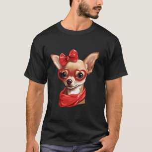 Chihuahua Wearing Red Glasses And Headband Bandana T-Shirt