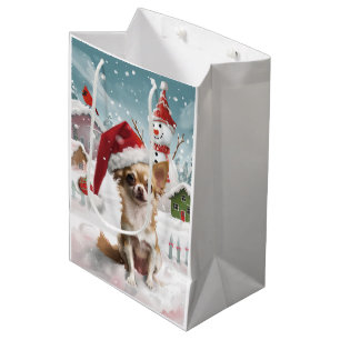 Chihuahua Winter Wonderland Christmas Joy Medium Gift Bag