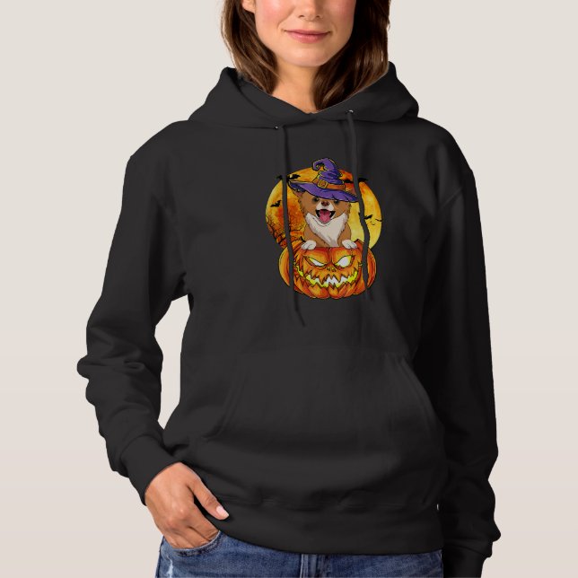 Chihuahua Witch Pumpkin Halloween Dog Hoodie (Front)