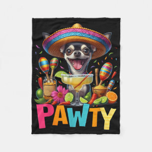 Chihuahua With A Margarita Sombrero Pawty Cinco De Fleece Blanket
