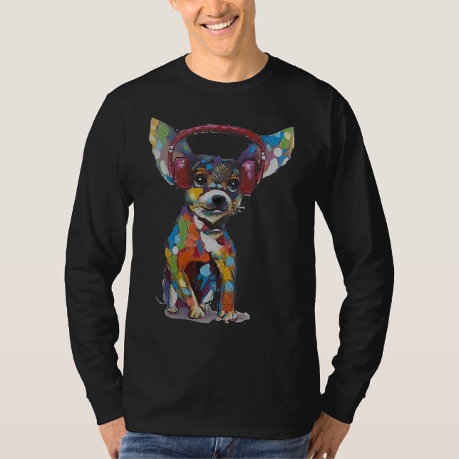 Chihuahua With Earphones T-Shirt (Front)