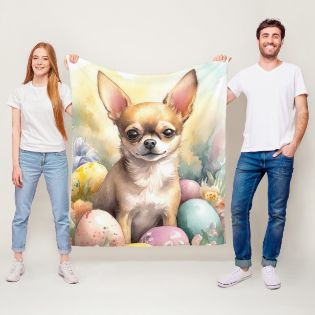 Chihuahua with Easter Eggs Holiday  Fleece Blanket (In Situ)