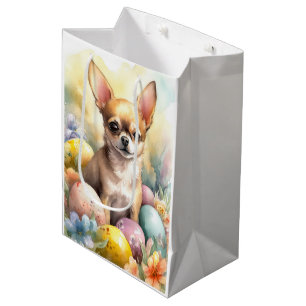 Chihuahua with Easter Eggs Holiday Medium Gift Bag