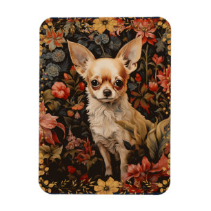 Chihuahua with Flowers in Style of William Morris Magnet