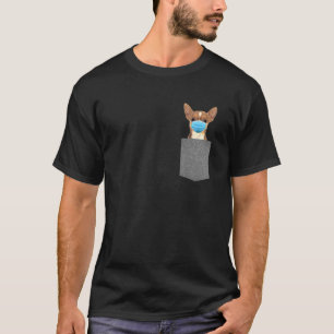 Chihuahua With Mask In The Breast Pocket Dogs Face T-Shirt