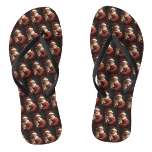 Chihuahua With Santa Claus Festive Christmas Jandals