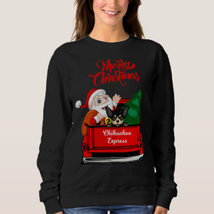 Chihuahua With Santa Claus In Red Pickup Sweatshirt