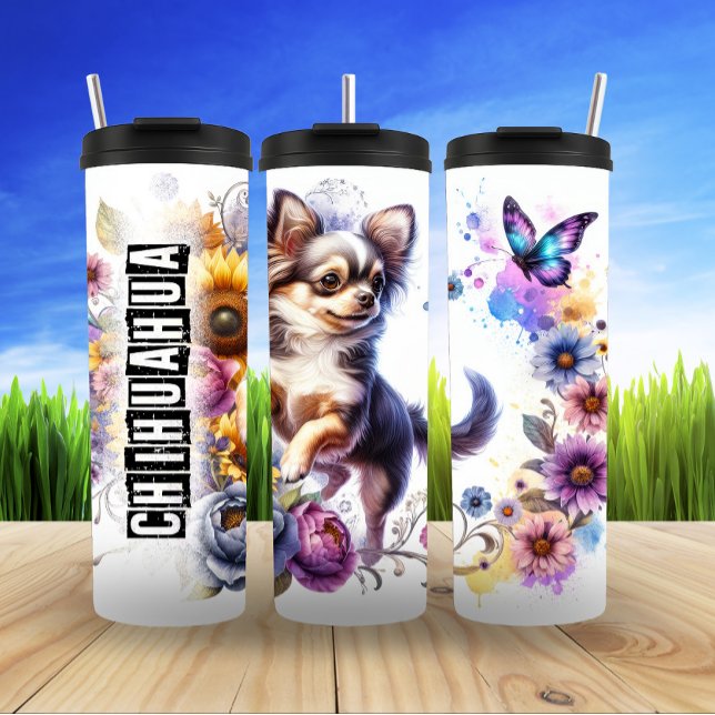 Chihuahua's Butterfly Garden Dance Thermal Tumbler (Creator Uploaded)