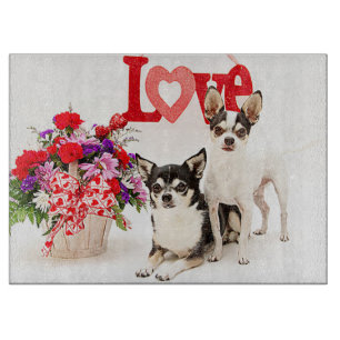 Chihuahua's, Flowers and Love Cutting Board