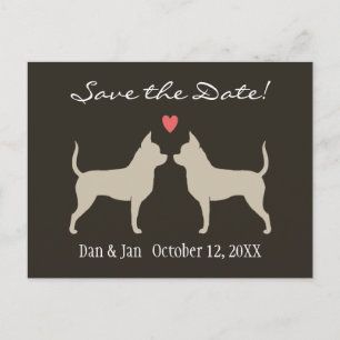 Chihuahuas Wedding Save the Date Announcement Postcard