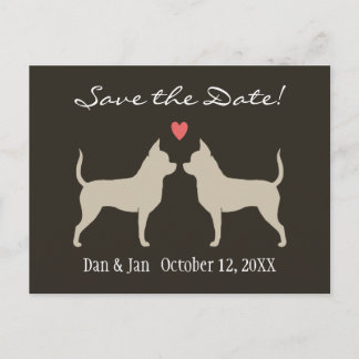 Chihuahuas Wedding Save the Date Announcement Postcard