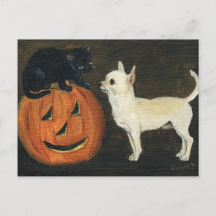 "Chihuahu's Halloween" Dog Art Postcard