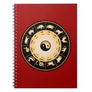 Chiinese Zodiac Wheel Spiral Notebook