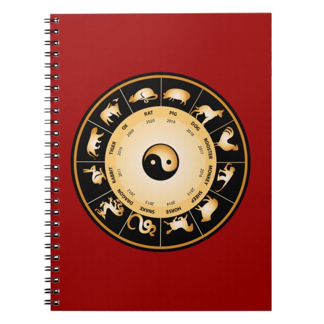 Chiinese Zodiac Wheel Spiral Notebook (Front)