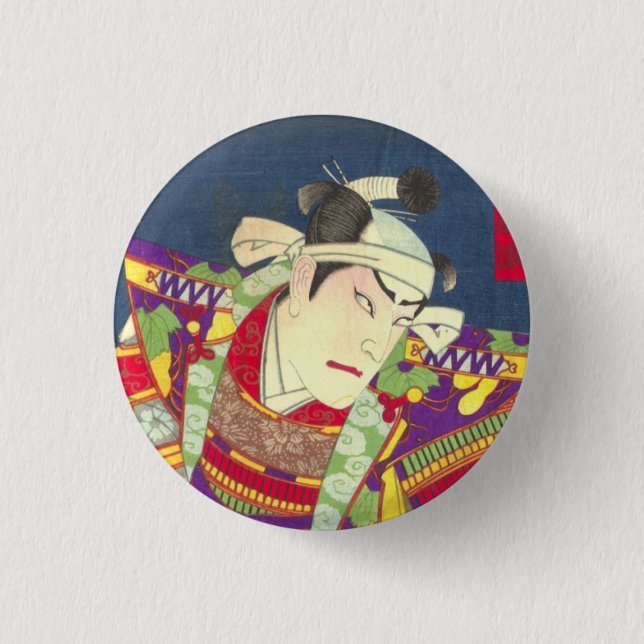 Chikanobu Samurai 1:5 3 Cm Round Badge (Front)