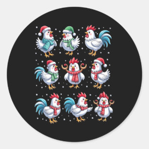 Chikens Christmas Santa Hat Funny Animal Lover Paj Classic Round Sticker