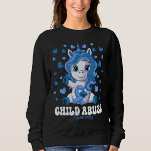 Child Abuse Awareness Month Blue Ribbon Unicorn Sweatshirt